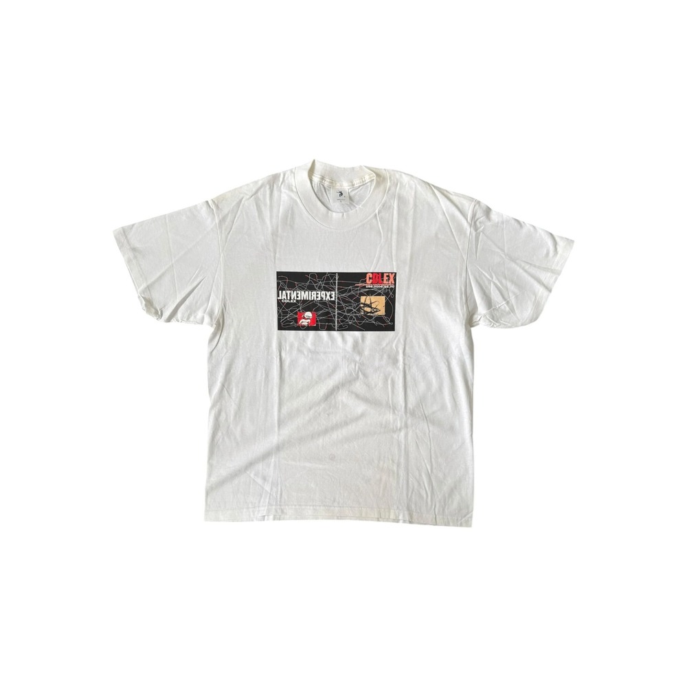 Union Futura CDLEX Experimental T-Shirt Mens Large White Good 90s Vintage NYC